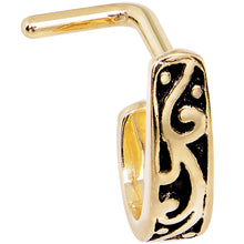 Load image into Gallery viewer, 18 Gauge 5/16'' Gold PVD Swirl Deco Faux Hoop L Shaped Nose Ring