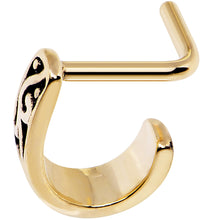 Load image into Gallery viewer, 18 Gauge 5/16'' Gold PVD Swirl Deco Faux Hoop L Shaped Nose Ring