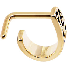 Load image into Gallery viewer, 18 Gauge 5/16'' Gold PVD Swirl Deco Faux Hoop L Shaped Nose Ring
