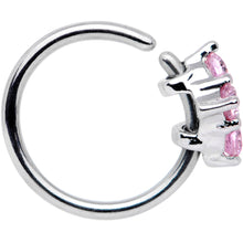 Load image into Gallery viewer, 20 Gauge 5/16'' Pink CZ Gem Cluster Seamless Circular Ring
