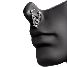 Load image into Gallery viewer, 20 Gauge 1/4'' Clear Gem Elephant Chain Dangle Double Nose Bone
