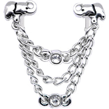 Load image into Gallery viewer, 20 Gauge 1/4'' Clear Gem Elephant Chain Dangle Double Nose Bone