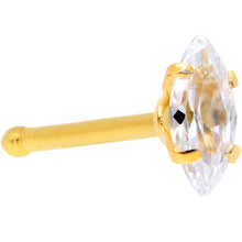 Load image into Gallery viewer, 20 Gauge 1/4'' Clear CZ Gem Gold IP Ellipse Nose Bone