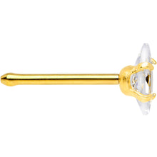 Load image into Gallery viewer, 20 Gauge 1/4'' Clear CZ Gem Gold IP Ellipse Nose Bone
