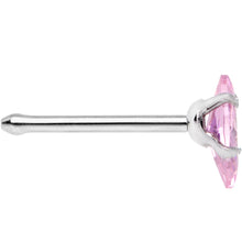 Load image into Gallery viewer, 20 Gauge 1/4'' Pink CZ Gem Ellipse Nose Bone