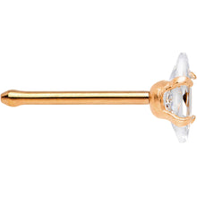 Load image into Gallery viewer, 20 Gauge 1/4'' Clear CZ Gem Rose Gold IP Ellipse Nose Bone