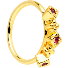 Load image into Gallery viewer, 20 Gauge 5/16'' Red Gem Gold Tone Flower Garden Seamless Circular Ring
