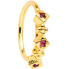 Load image into Gallery viewer, 20 Gauge 5/16'' Red Gem Gold Tone Flower Garden Seamless Circular Ring