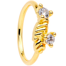 Load image into Gallery viewer, 20 Gauge 5/16'' Clear CZ Gem Gold Tone Openwork Seamless Circular Ring
