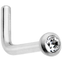 Load image into Gallery viewer, 18 Gauge Grade 23 Titanium Press Fit CZ Micro Ball L Shaped Nose Ring