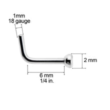 Load image into Gallery viewer, 18 Gauge Grade 23 Titanium Press Fit CZ Micro Ball L Shaped Nose Ring