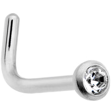 Load image into Gallery viewer, 20 Gauge G23 Titanium Press Fit Clear CZ Micro Ball L Shaped Nose Ring