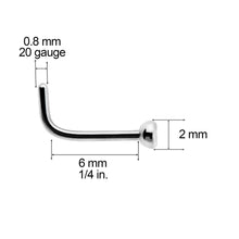 Load image into Gallery viewer, 20 Gauge G23 Titanium Press Fit Clear CZ Micro Ball L Shaped Nose Ring