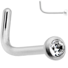 Load image into Gallery viewer, 20 Gauge G23 Titanium Press Fit Clear CZ Micro Ball L Shaped Nose Ring