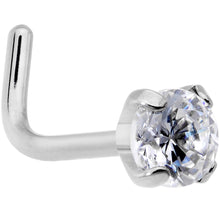 Load image into Gallery viewer, 20 Gauge 1/4'' Clear 3mm CZ Gem Grade 23 Titanium L Shaped Nose Ring