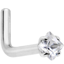 Load image into Gallery viewer, 18 Gauge Clear 2mm CZ Gem Grade 23 Titanium Rhombus L Shaped Nose Ring