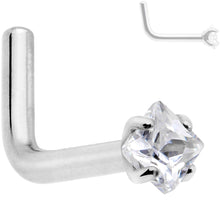 Load image into Gallery viewer, 18 Gauge Clear 2mm CZ Gem Grade 23 Titanium Rhombus L Shaped Nose Ring