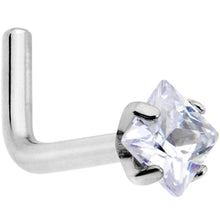 Load image into Gallery viewer, 18 Gauge Clear 3mm CZ Gem Grade 23 Titanium Rhombus L Shaped Nose Ring