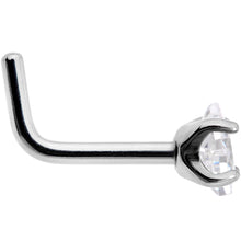 Load image into Gallery viewer, 18 Gauge Clear 3mm CZ Gem Grade 23 Titanium Rhombus L Shaped Nose Ring