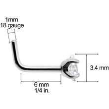 Load image into Gallery viewer, 18 Gauge Clear 3mm CZ Gem Grade 23 Titanium Rhombus L Shaped Nose Ring