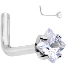 Load image into Gallery viewer, 18 Gauge Clear 3mm CZ Gem Grade 23 Titanium Rhombus L Shaped Nose Ring