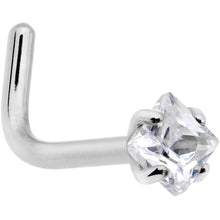Load image into Gallery viewer, 20 Gauge Clear 2mm CZ Gem Grade 23 Titanium Rhombus L Shaped Nose Ring