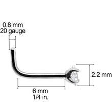 Load image into Gallery viewer, 20 Gauge Clear 2mm CZ Gem Grade 23 Titanium Rhombus L Shaped Nose Ring