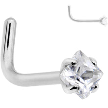 Load image into Gallery viewer, 20 Gauge Clear 2mm CZ Gem Grade 23 Titanium Rhombus L Shaped Nose Ring
