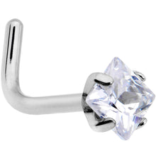 Load image into Gallery viewer, 20 Gauge Clear 3mm CZ Gem Grade 23 Titanium Rhombus L Shaped Nose Ring
