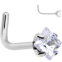 Load image into Gallery viewer, 20 Gauge Clear 3mm CZ Gem Grade 23 Titanium Rhombus L Shaped Nose Ring