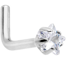 Load image into Gallery viewer, 18 Gauge Clear 3mm CZ Star Gem Grade 23 Titanium L Shaped Nose Ring