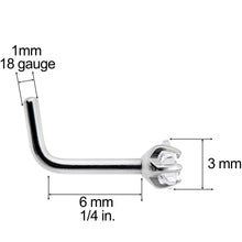 Load image into Gallery viewer, 18 Gauge Clear 3mm CZ Star Gem Grade 23 Titanium L Shaped Nose Ring