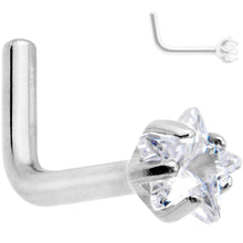 Load image into Gallery viewer, 18 Gauge Clear 3mm CZ Star Gem Grade 23 Titanium L Shaped Nose Ring