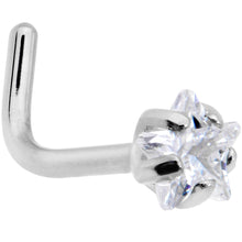 Load image into Gallery viewer, 20 Gauge Clear 3mm CZ Star Gem Grade 23 Titanium L Shaped Nose Ring
