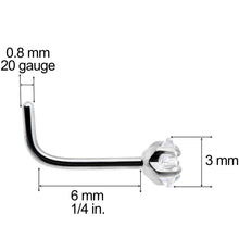 Load image into Gallery viewer, 20 Gauge Clear 3mm CZ Star Gem Grade 23 Titanium L Shaped Nose Ring
