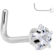 Load image into Gallery viewer, 20 Gauge Clear 3mm CZ Star Gem Grade 23 Titanium L Shaped Nose Ring