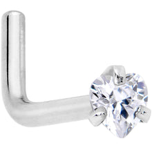 Load image into Gallery viewer, 18 Gauge Clear 3mm CZ Heart Gem Grade 23 Titanium L Shaped Nose Ring
