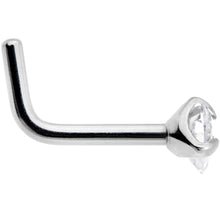 Load image into Gallery viewer, 18 Gauge Clear 3mm CZ Heart Gem Grade 23 Titanium L Shaped Nose Ring