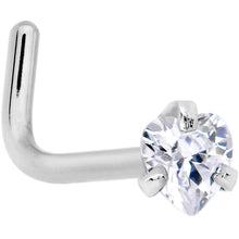 Load image into Gallery viewer, 20 Gauge Clear 3mm CZ Heart Gem Grade 23 Titanium L Shaped Nose Ring