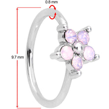 Load image into Gallery viewer, 20 Gauge 5/16'' Pink Faux Opal Flower Seamless Circular Ring