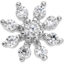 Load image into Gallery viewer, 20 Gauge 1/4'' Clear CZ Gem Flower L Shaped Nose Ring