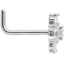 Load image into Gallery viewer, 20 Gauge 1/4'' Clear CZ Gem Flower L Shaped Nose Ring