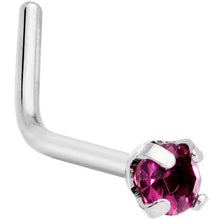 Load image into Gallery viewer, 20 Gauge 1/4'' Purple CZ Gem L Shaped Nose Ring