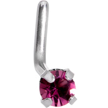 Load image into Gallery viewer, 20 Gauge 1/4'' Purple CZ Gem L Shaped Nose Ring