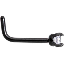 Load image into Gallery viewer, 20 Gauge 1/4'' Clear CZ Gem Black L Shaped Nose Ring
