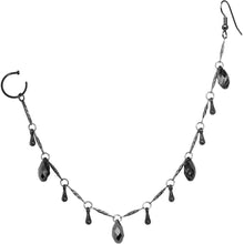 Load image into Gallery viewer, Handmade Black Gem Ear to Nose Chain Created with Swarovski Crystals