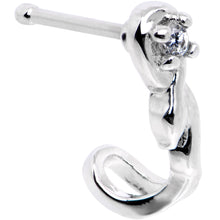 Load image into Gallery viewer, 20 Gauge 1/4'' Clear CZ Gem Deco Twist Nose Bone
